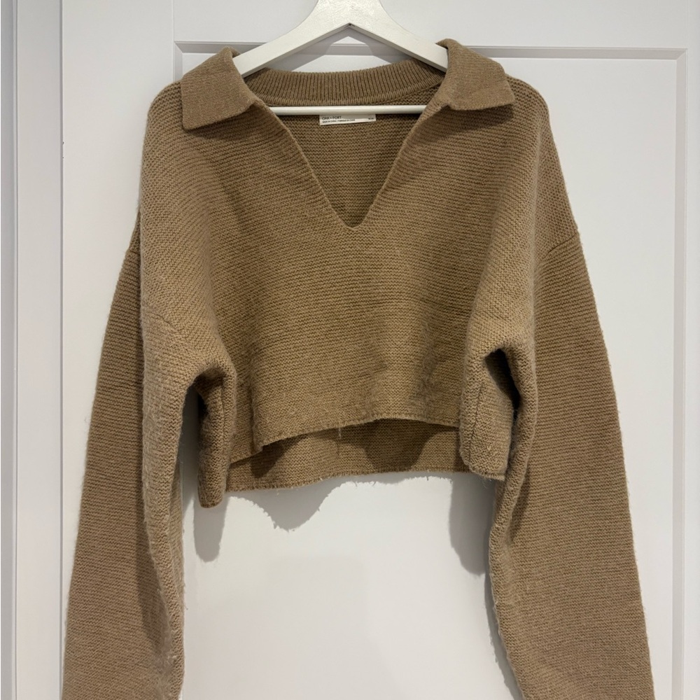 OAK + FORT V-Neck Tan Sweater